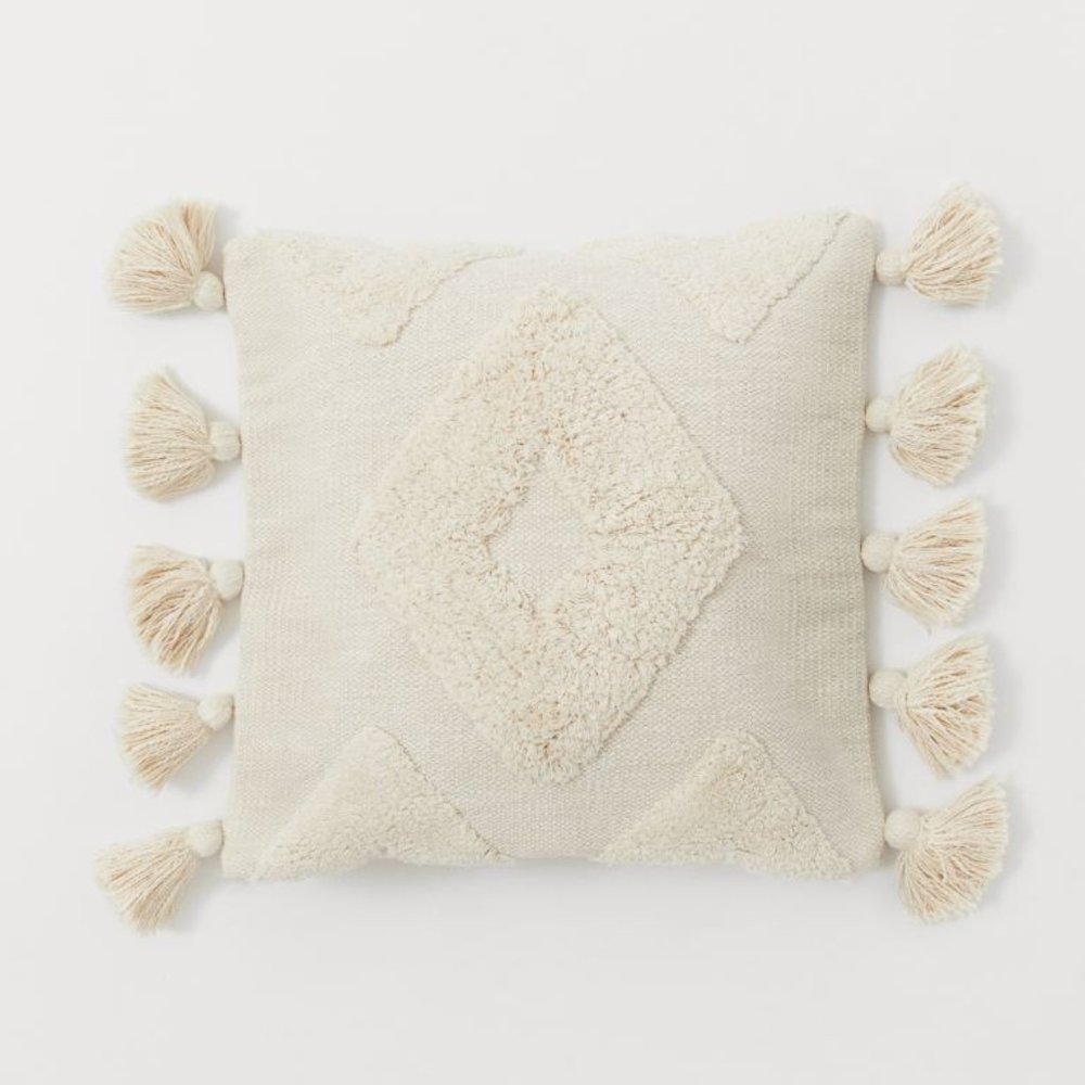 H&M Light Beige Cushion Cover with Tassels
